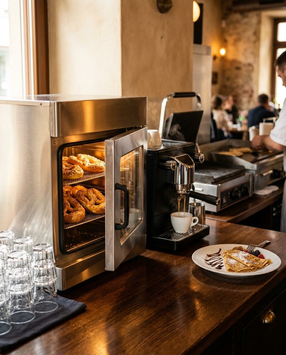 Mietgeräte für Veranstaltungen . Backöfen, Kaffeemaschinen, Crêpes-Platten